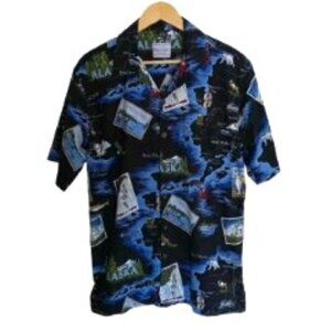 David Carey Originals Black Alaska Short Sleeve Button Down Shirt Large